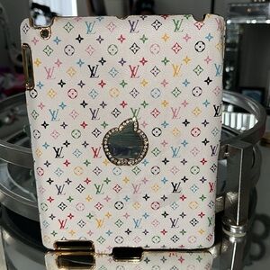 Red and Pink Tablet Cover with Monogram Design